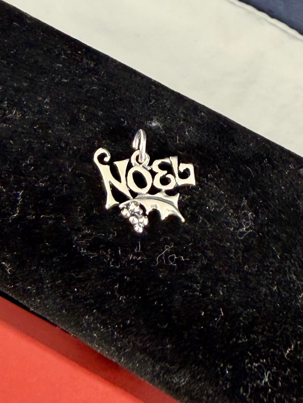 JAMES AVERY Sterling Silver NOEL Holly Christmas Holiday Charm Pendant; RETIRED